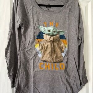 Star Wars Kids Gray Long Sleeve Tee with The Child
